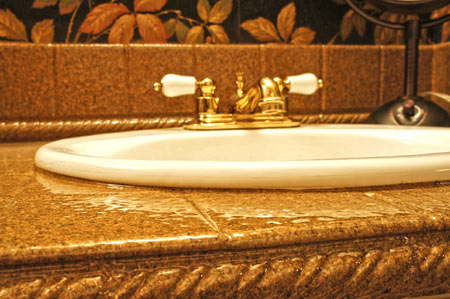 resurfaced counter top in home bathroom remodel