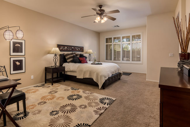 Master bedroom and plantation shutters
